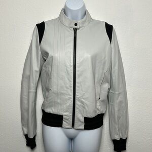 Women Shoulderfit‎ leather perforated driver bomber Scuderia Ferrari jacket